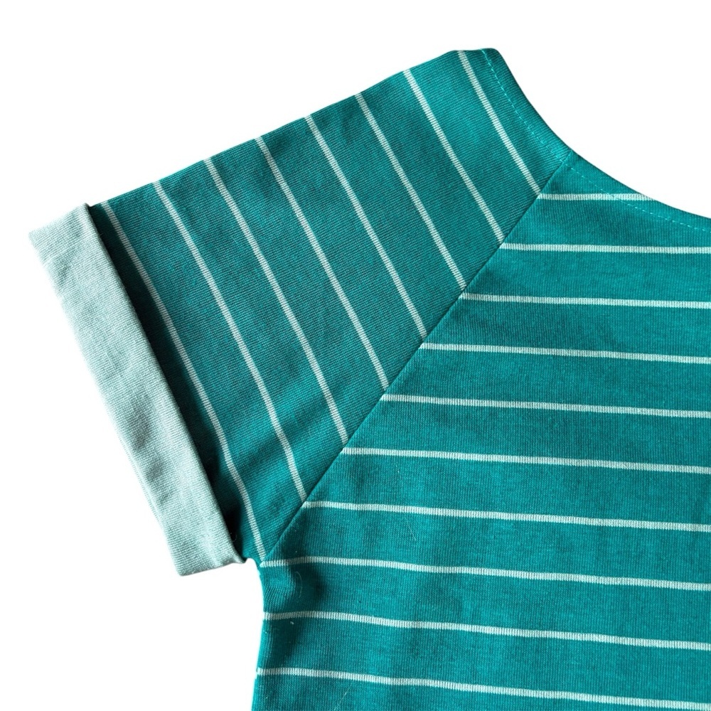 VTG 90s Converse Blue and Teal Short Sleeve Tee Rolled Hem Sz M Made in USA Y2K - Picture 4 of 9